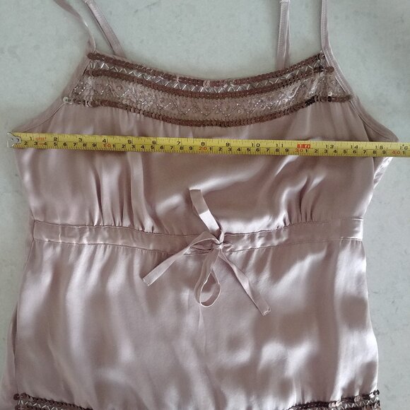 Y2K Jacob Connexion 100% silk beaded sequin cami tank top mauve pink Small - Picture 8 of 16